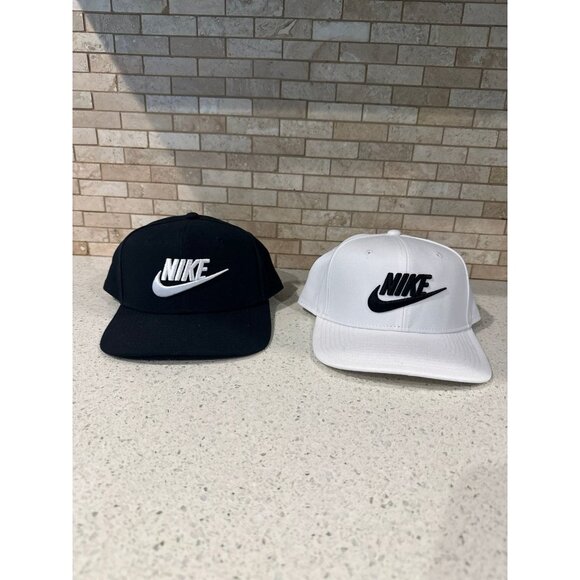 Nike Pro Dri Fit Adjustable Classic Snapback Hat Cap Black White Unisex bundle - Picture 1 of 9